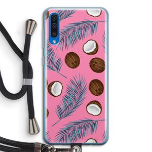 CaseCompany Kokosnoot roze: Samsung Galaxy A50 Transparant Hoesje met koord