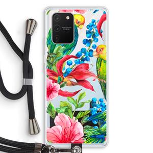 CaseCompany Papegaaien: Samsung Galaxy S10 Lite Transparant Hoesje met koord