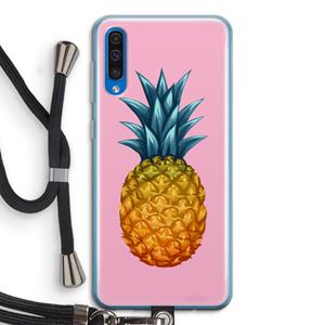 CaseCompany Grote ananas: Samsung Galaxy A50 Transparant Hoesje met koord