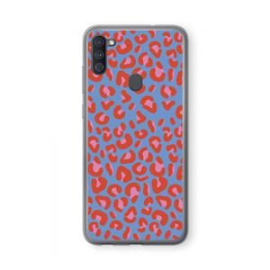 CaseCompany Leopard blue: Samsung Galaxy A11 Transparant Hoesje
