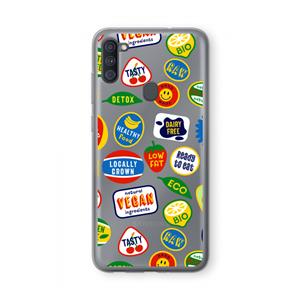 CaseCompany Fruitsticker: Samsung Galaxy A11 Transparant Hoesje