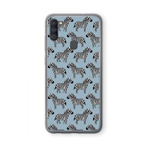 CaseCompany Zebra: Samsung Galaxy A11 Transparant Hoesje