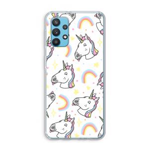 CaseCompany Rainbow Unicorn: Samsung Galaxy A32 4G Transparant Hoesje