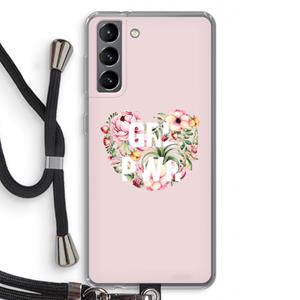 CaseCompany GRL PWR Flower: Samsung Galaxy S21 Transparant Hoesje met koord