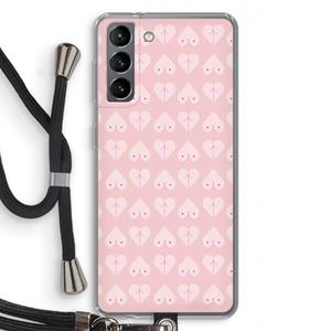 CaseCompany Ass 'n Titties: Samsung Galaxy S21 Transparant Hoesje met koord