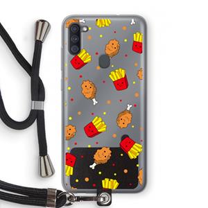 CaseCompany Chicken 'n Fries: Samsung Galaxy A11 Transparant Hoesje met koord