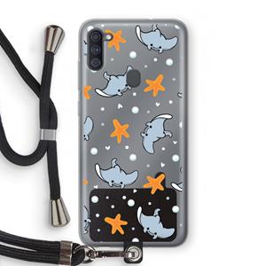 CaseCompany Manta: Samsung Galaxy A11 Transparant Hoesje met koord