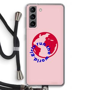 CaseCompany Run The World: Samsung Galaxy S21 Transparant Hoesje met koord