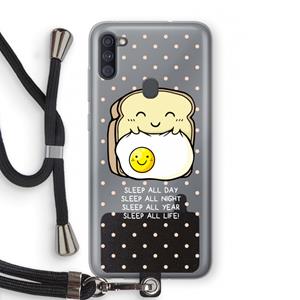 CaseCompany Sleep All Day: Samsung Galaxy A11 Transparant Hoesje met koord