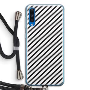 CaseCompany Strepen zwart-wit: Samsung Galaxy A50 Transparant Hoesje met koord