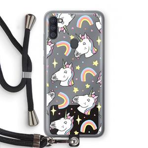 CaseCompany Rainbow Unicorn: Samsung Galaxy A11 Transparant Hoesje met koord