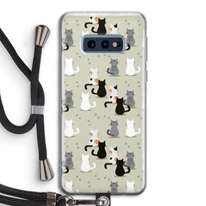 CaseCompany Katten: Samsung Galaxy S10e Transparant Hoesje met koord