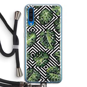 CaseCompany Geometrische jungle: Samsung Galaxy A50 Transparant Hoesje met koord