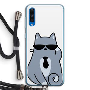 CaseCompany Cool cat: Samsung Galaxy A50 Transparant Hoesje met koord