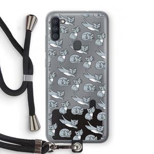 CaseCompany Poezen: Samsung Galaxy A11 Transparant Hoesje met koord