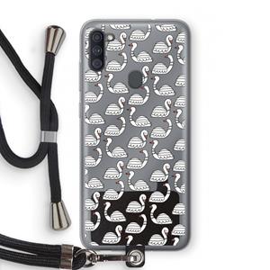 CaseCompany Zwanen: Samsung Galaxy A11 Transparant Hoesje met koord