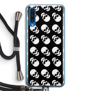 CaseCompany Musketon Skulls: Samsung Galaxy A50 Transparant Hoesje met koord