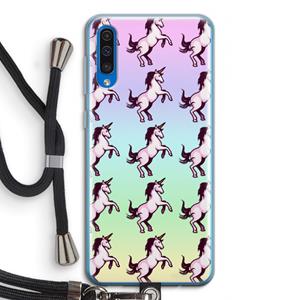 CaseCompany Musketon Unicorn: Samsung Galaxy A50 Transparant Hoesje met koord