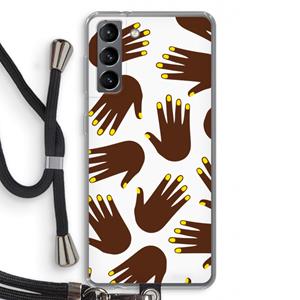 CaseCompany Hands dark: Samsung Galaxy S21 Transparant Hoesje met koord