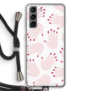 CaseCompany Hands pink: Samsung Galaxy S21 Transparant Hoesje met koord