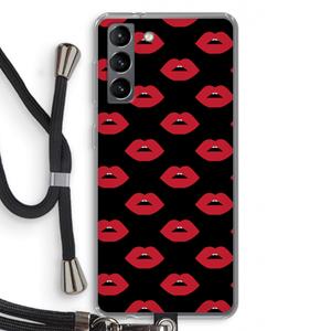 CaseCompany Lips: Samsung Galaxy S21 Transparant Hoesje met koord