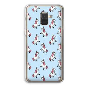 CaseCompany Eenhoorns overal: Samsung Galaxy A8 (2018) Transparant Hoesje