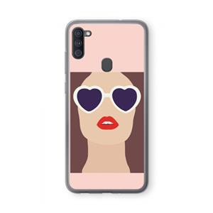 CaseCompany Red lips: Samsung Galaxy A11 Transparant Hoesje