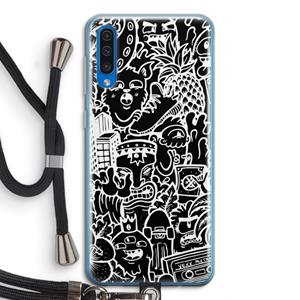 CaseCompany Vexx Black Mixtape: Samsung Galaxy A50 Transparant Hoesje met koord