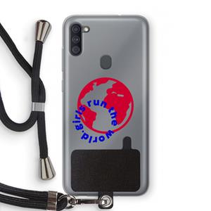 CaseCompany Run The World: Samsung Galaxy A11 Transparant Hoesje met koord