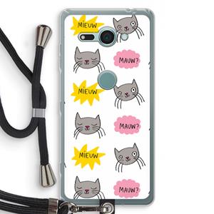 CaseCompany Meow: Sony Xperia XZ2 Compact Transparant Hoesje met koord