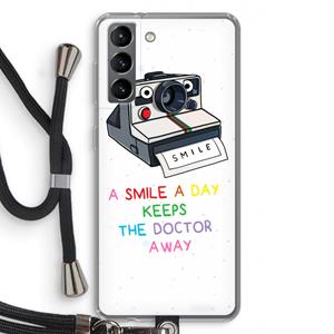 CaseCompany Smile: Samsung Galaxy S21 Transparant Hoesje met koord