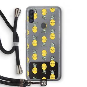 CaseCompany Ananas: Samsung Galaxy A11 Transparant Hoesje met koord