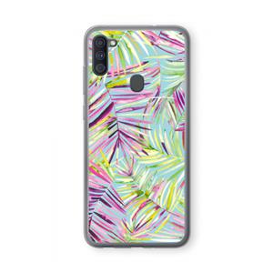 CaseCompany Tropical Palms Blue: Samsung Galaxy A11 Transparant Hoesje