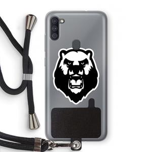 CaseCompany Angry Bear (white): Samsung Galaxy A11 Transparant Hoesje met koord