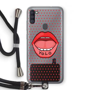 CaseCompany Yolo Denise: Samsung Galaxy A11 Transparant Hoesje met koord
