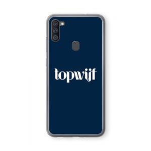 CaseCompany Topwijf Navy: Samsung Galaxy A11 Transparant Hoesje