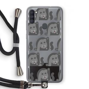 CaseCompany Cats: Samsung Galaxy A11 Transparant Hoesje met koord