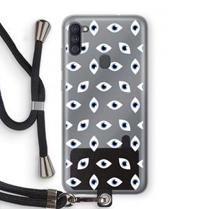 CaseCompany Eyes pattern: Samsung Galaxy A11 Transparant Hoesje met koord
