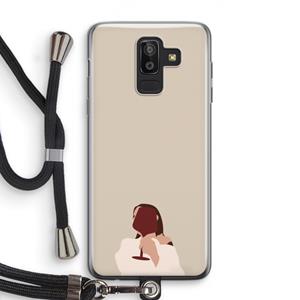 CaseCompany I drink wine: Samsung Galaxy J8 (2018) Transparant Hoesje met koord