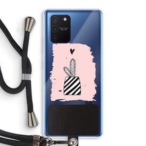 CaseCompany Zwart-wit cactus: Samsung Galaxy Note 10 Lite Transparant Hoesje met koord