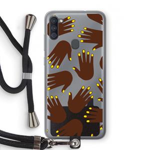 CaseCompany Hands dark: Samsung Galaxy A11 Transparant Hoesje met koord