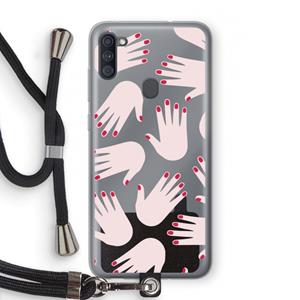 CaseCompany Hands pink: Samsung Galaxy A11 Transparant Hoesje met koord