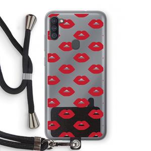 CaseCompany Lips: Samsung Galaxy A11 Transparant Hoesje met koord