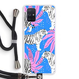 CaseCompany Tijger: Samsung Galaxy A71 Transparant Hoesje met koord
