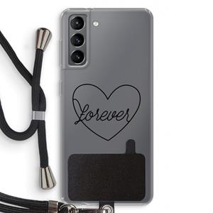 CaseCompany Forever heart black: Samsung Galaxy S21 Transparant Hoesje met koord