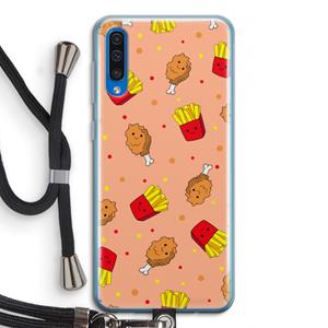 CaseCompany Chicken 'n Fries: Samsung Galaxy A50 Transparant Hoesje met koord