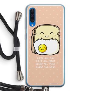 CaseCompany Sleep All Day: Samsung Galaxy A50 Transparant Hoesje met koord