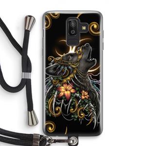 CaseCompany Huilende Wolf: Samsung Galaxy J8 (2018) Transparant Hoesje met koord