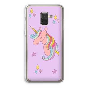 CaseCompany Roze eenhoorn: Samsung Galaxy A8 (2018) Transparant Hoesje