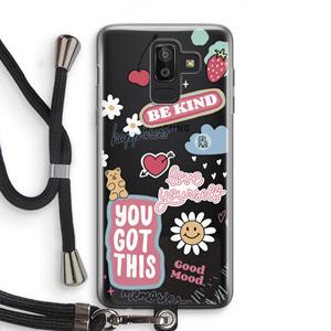 CaseCompany Positivity: Samsung Galaxy J8 (2018) Transparant Hoesje met koord